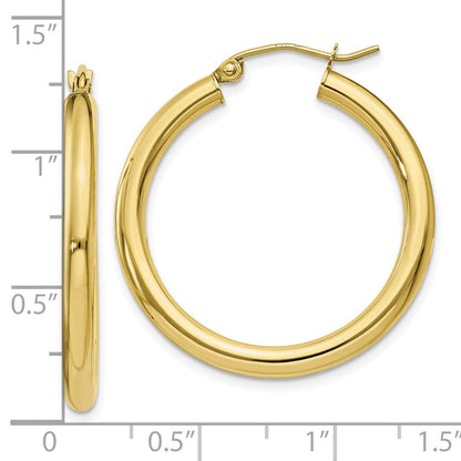 10K Gelbgold Poliert 3mm Röhre Creolen