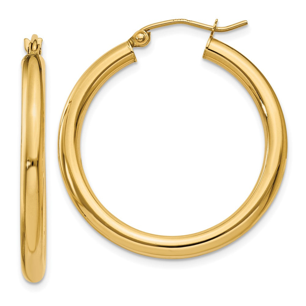 10K Gelbgold Poliert 3mm Röhre Creolen