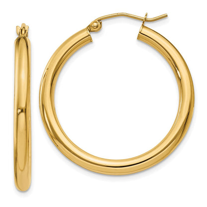 10K Gelbgold Poliert 3mm Röhre Creolen