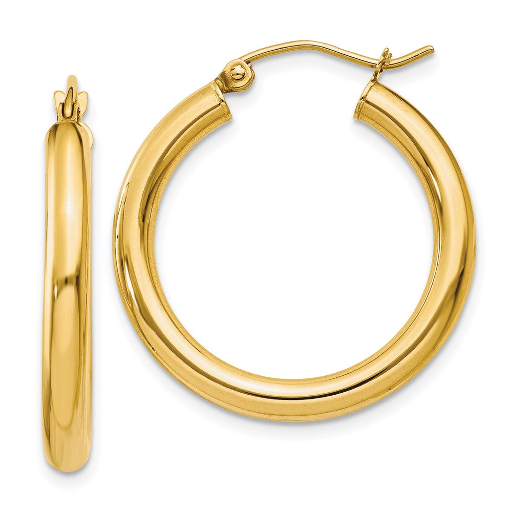 10K Gelbgold Poliert 3mm Röhre Creolen