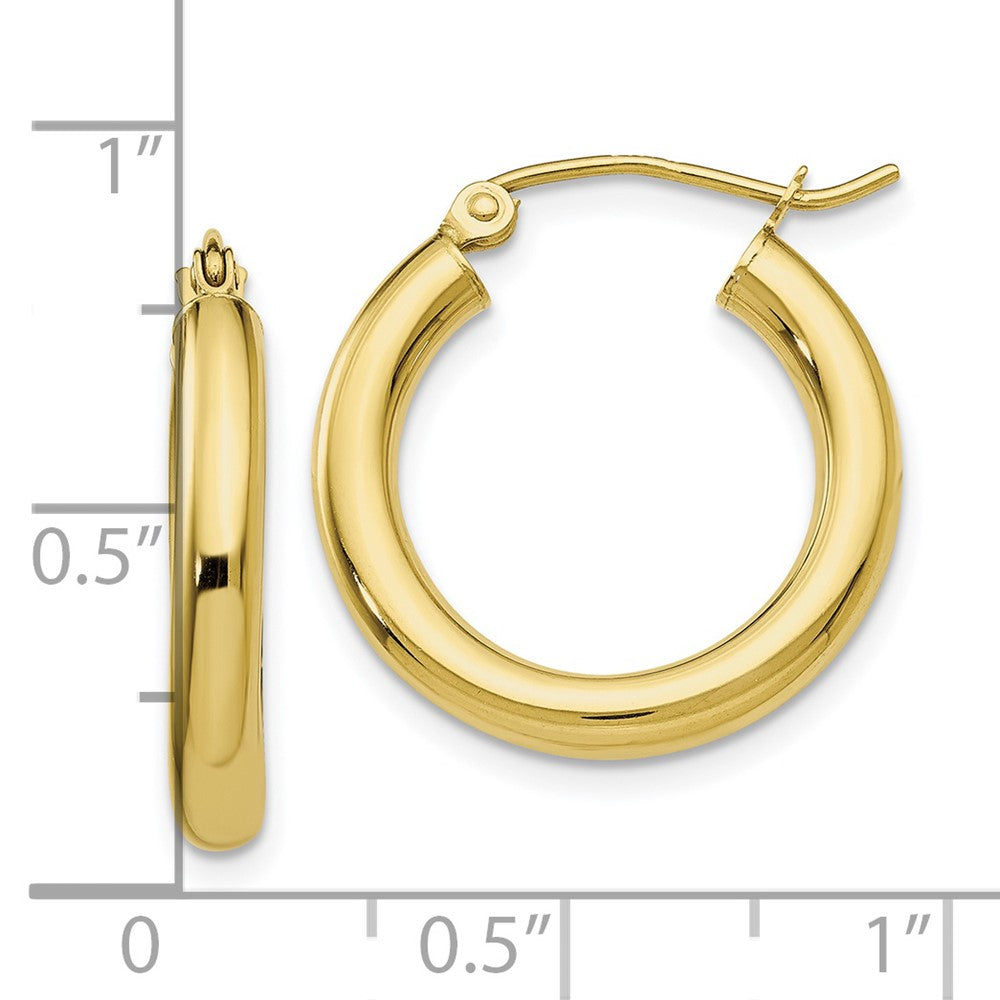10K Gelbgold Poliert 3mm Röhre Creolen