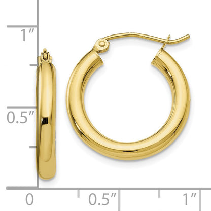 10K Gelbgold Poliert 3mm Röhre Creolen