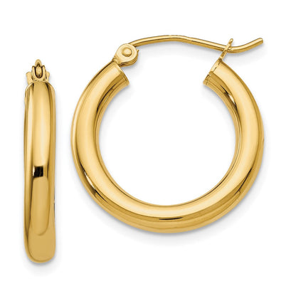10K Gelbgold Poliert 3mm Röhre Creolen