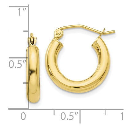 10K Gelbgold Poliert 3mm Röhre Creolen