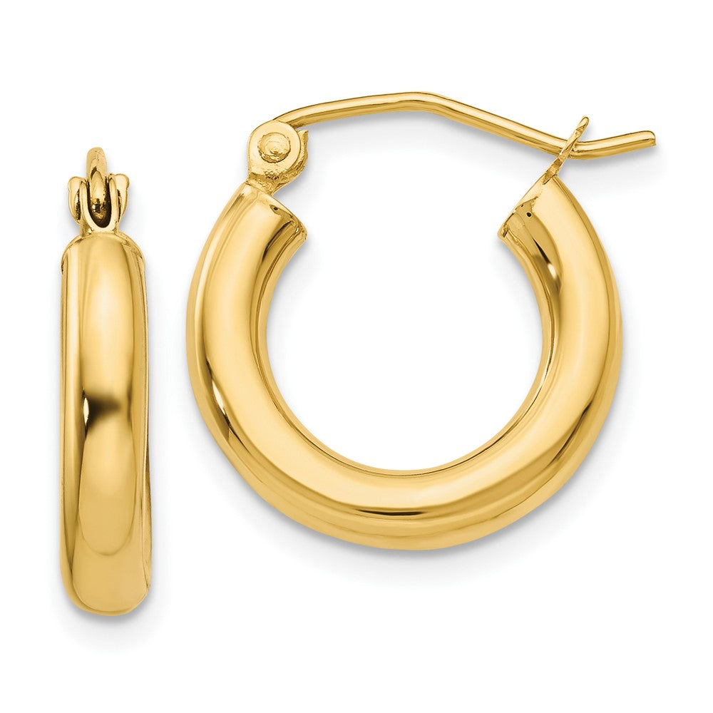 10K Gelbgold Poliert 3mm Röhre Creolen