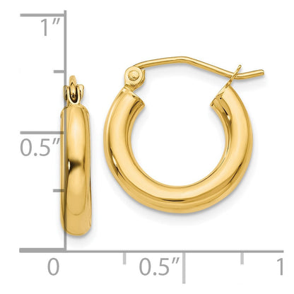 10K Gelbgold Poliert 3mm Leicht Röhre Creolen