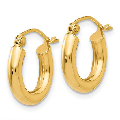10K Gelbgold Poliert 3mm Röhre Creolen