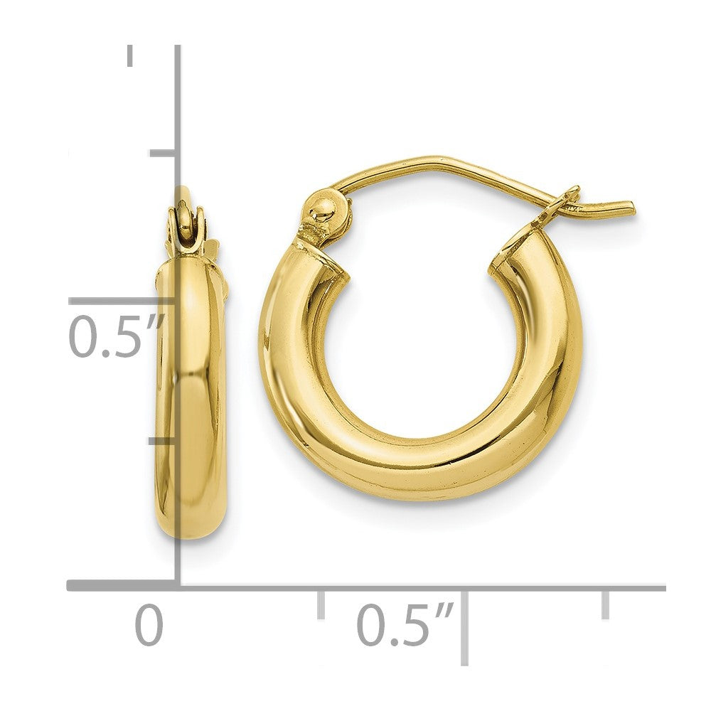 10K Gelbgold Poliert 3mm Röhre Creolen