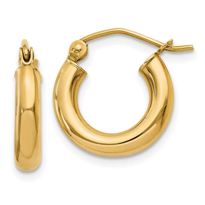 10K Gelbgold Poliert 3mm Leicht Röhre Creolen