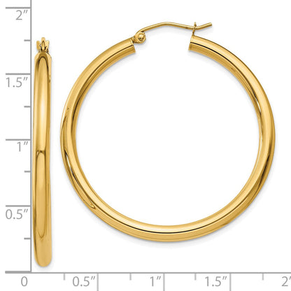 10K Gelbgold Poliert 3mm Leicht Röhre Creolen