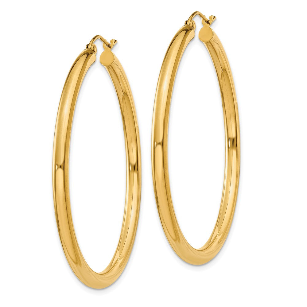 10K Gelbgold Poliert 3mm Röhre Creolen