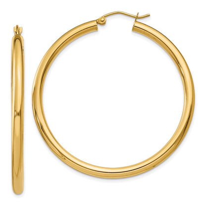 10K Gelbgold Poliert 3mm Röhre Creolen