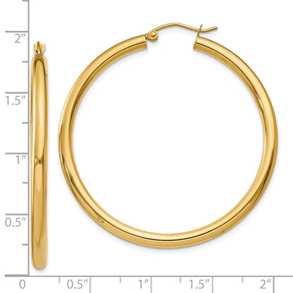 10K Gelbgold Poliert 3mm Leicht Röhre Creolen