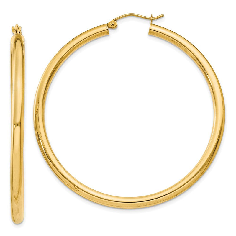 10K Gelbgold Poliert 3mm Röhre Creolen