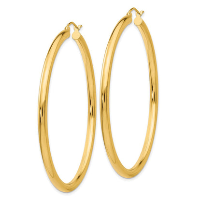 10K Gelbgold Poliert 3mm Röhre Creolen