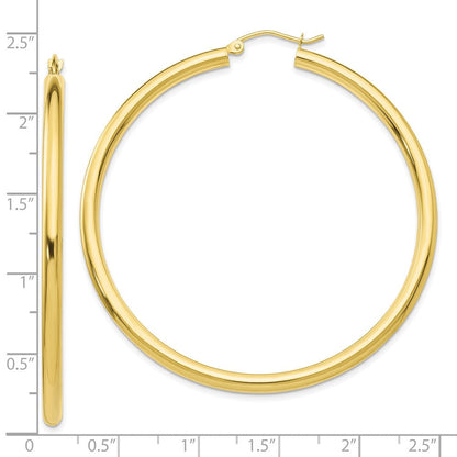 10K Gelbgold Poliert 3mm Röhre Creolen