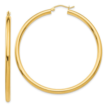 10K Gelbgold Poliert 3mm Röhre Creolen