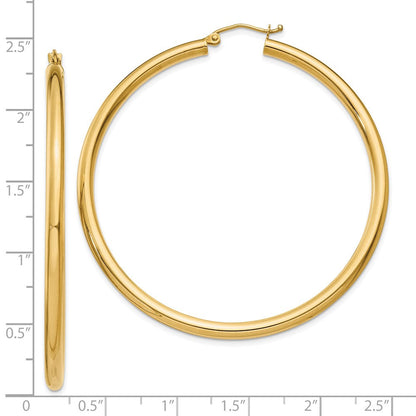 10K Gelbgold Poliert 3mm Leicht Röhre Creolen