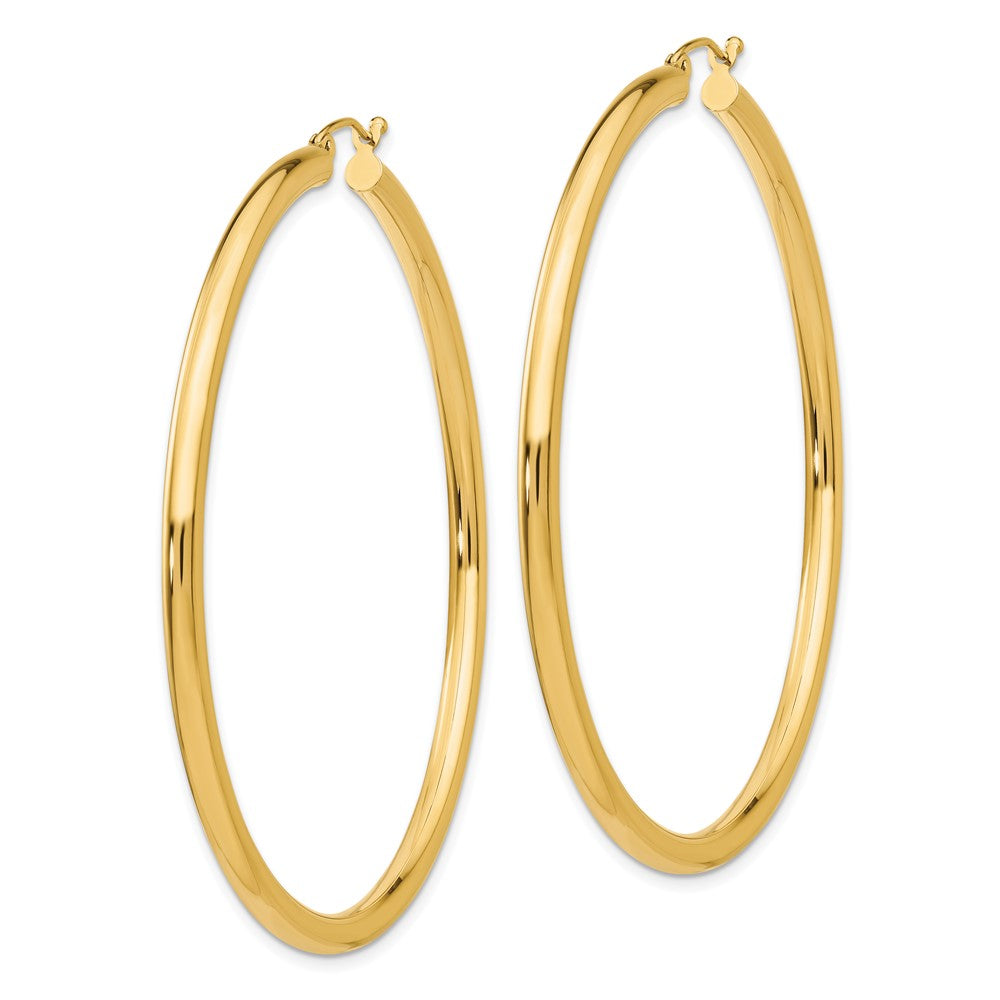 10K Gelbgold Poliert 3mm Röhre Creolen
