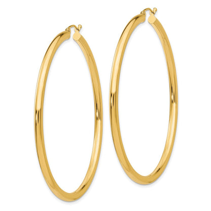10K Gelbgold Poliert 3mm Röhre Creolen