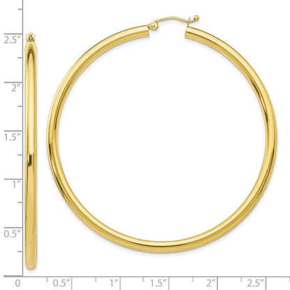 10K Gelbgold Poliert 3mm Röhre Creolen