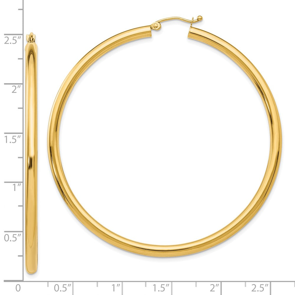 10K Gelbgold Poliert 3mm Leicht Röhre Creolen