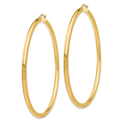10K Gelbgold Poliert 3mm Röhre Creolen