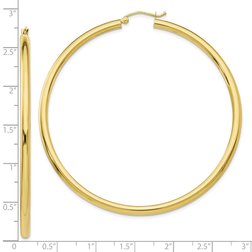 10K Gelbgold Poliert 3mm Röhre Creolen