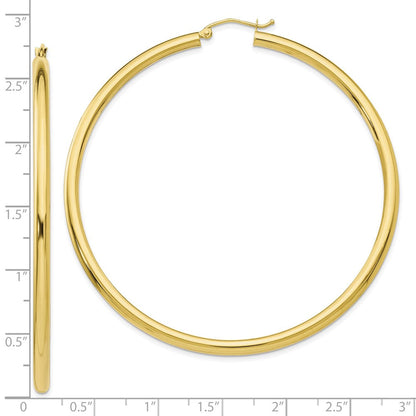 10K Gelbgold Poliert 3mm Röhre Creolen