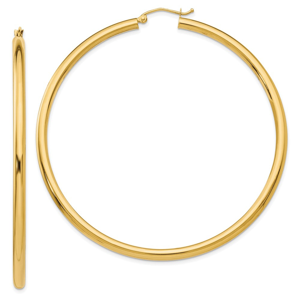 10K Gelbgold Poliert 3mm Röhre Creolen