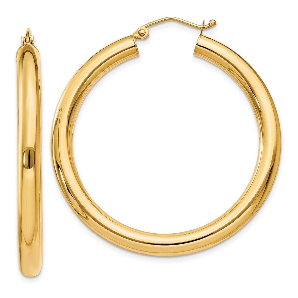 10K Gelbgold Poliert 4mm Röhre Creolen