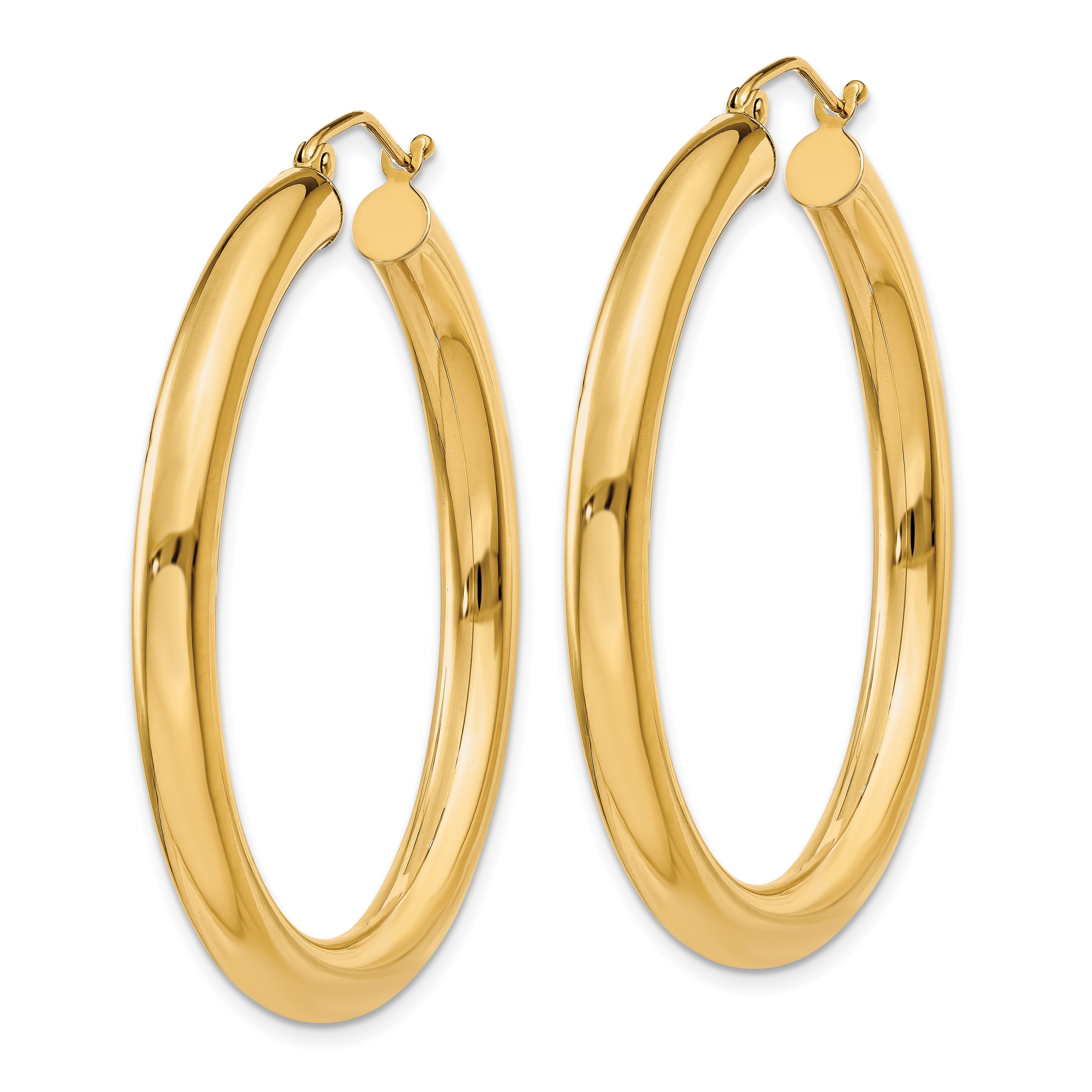 10K Gelbgold Poliert 4mm Leicht Röhre Creolen