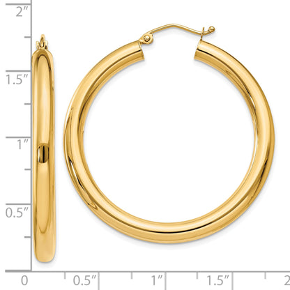 10K Gelbgold Poliert 4mm Leicht Röhre Creolen