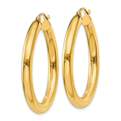 10K Gelbgold Poliert 4mm Röhre Creolen