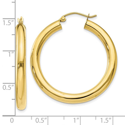 10K Gelbgold Poliert 4mm Röhre Creolen