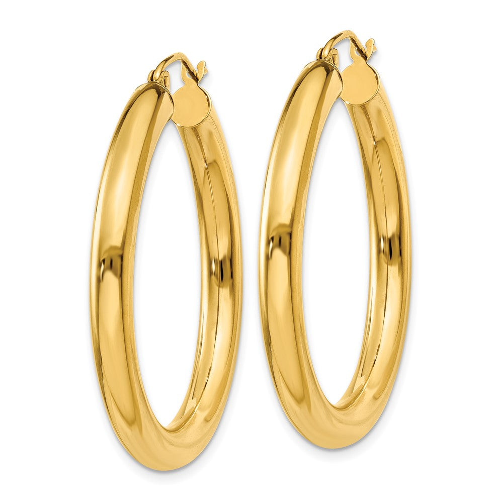 10K Gelbgold Poliert 4mm Leicht Röhre Creolen