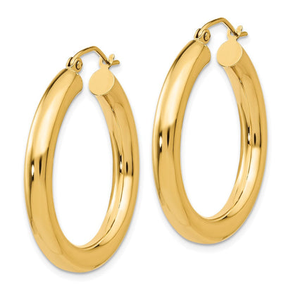 10K Gelbgold Poliert 4mm Röhre Creolen