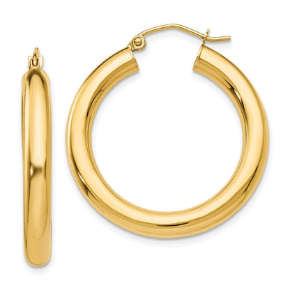 10K Gelbgold Poliert 4mm Röhre Creolen