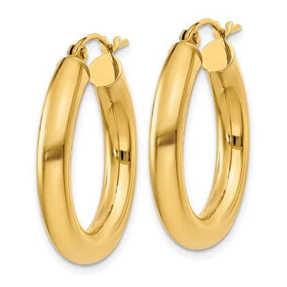10K Gelbgold Poliert 4mm Röhre Creolen