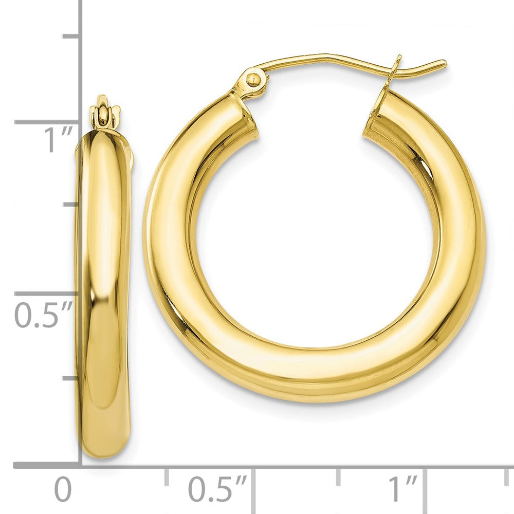 10K Gelbgold Poliert 4mm Röhre Creolen