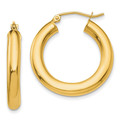 10K Gelbgold Poliert 4mm Röhre Creolen
