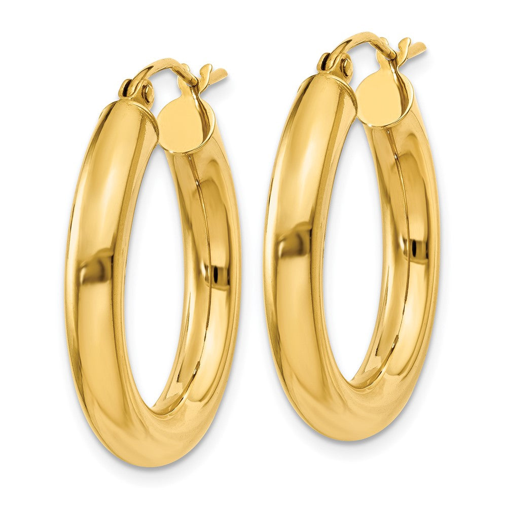 10K Gelbgold Poliert 4mm Leicht Röhre Creolen