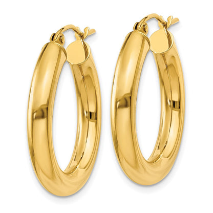 10K Gelbgold Poliert 4mm Leicht Röhre Creolen