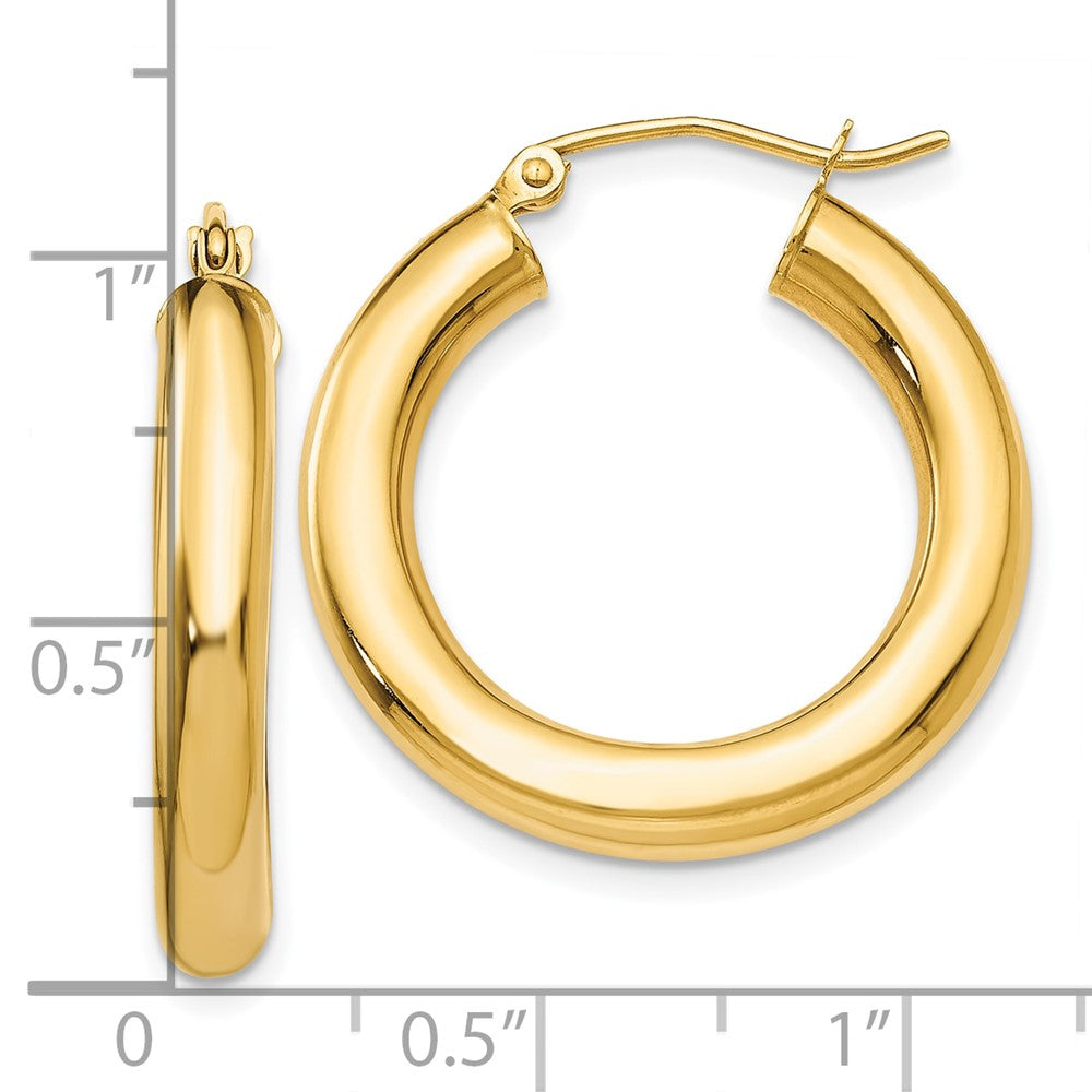 10K Gelbgold Poliert 4mm Leicht Röhre Creolen