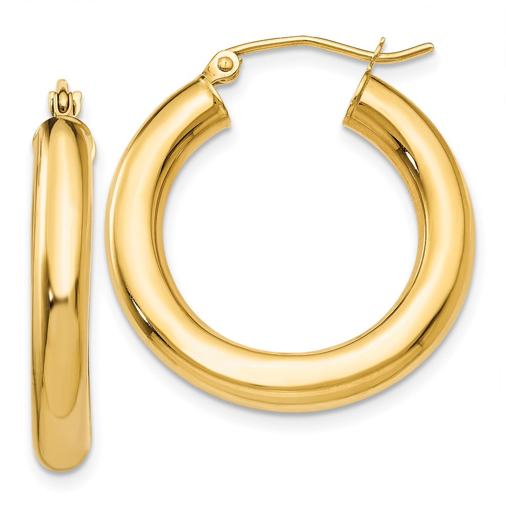 10K Gelbgold Poliert 4mm Leicht Röhre Creolen