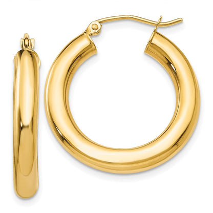 10K Gelbgold Poliert 4mm Leicht Röhre Creolen