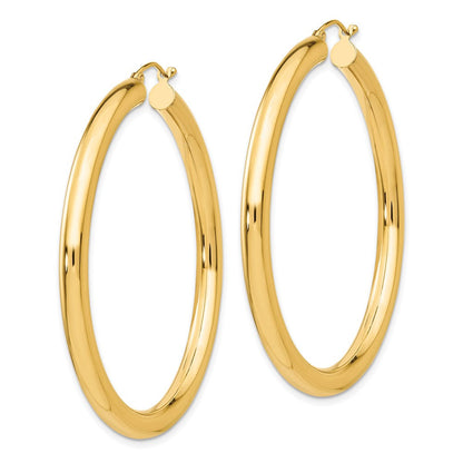 10K Gelbgold Poliert 4mm Röhre Creolen