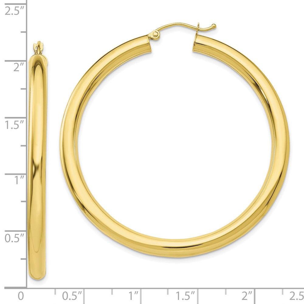 10K Gelbgold Poliert 4mm Röhre Creolen