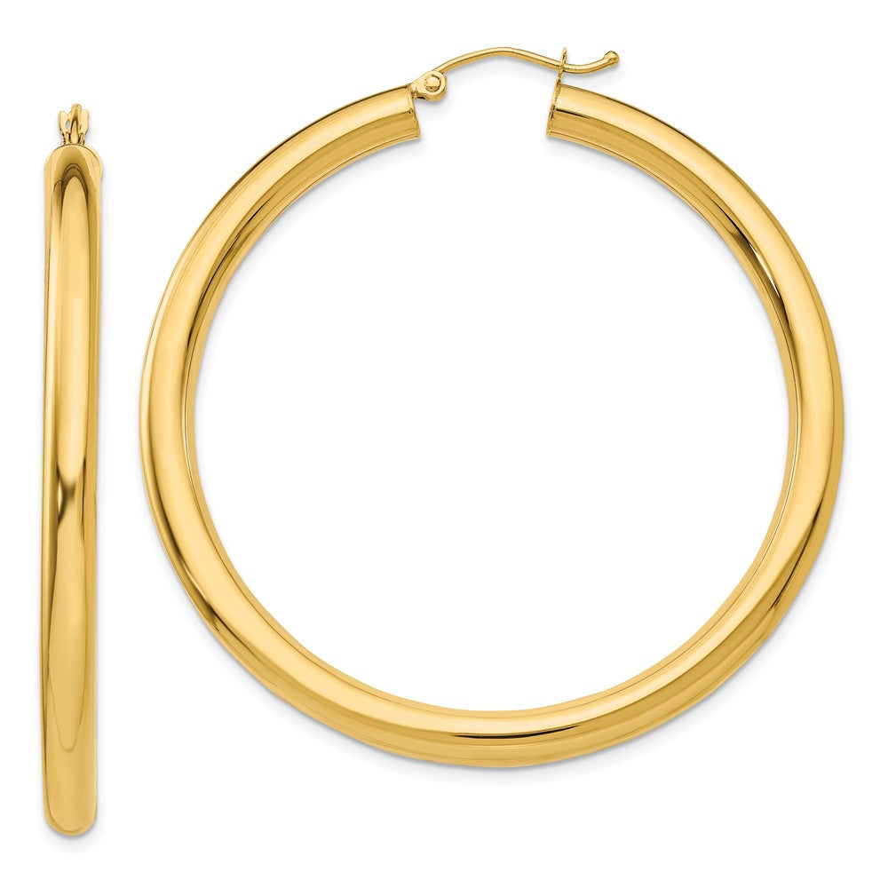 10K Gelbgold Poliert 4mm Röhre Creolen