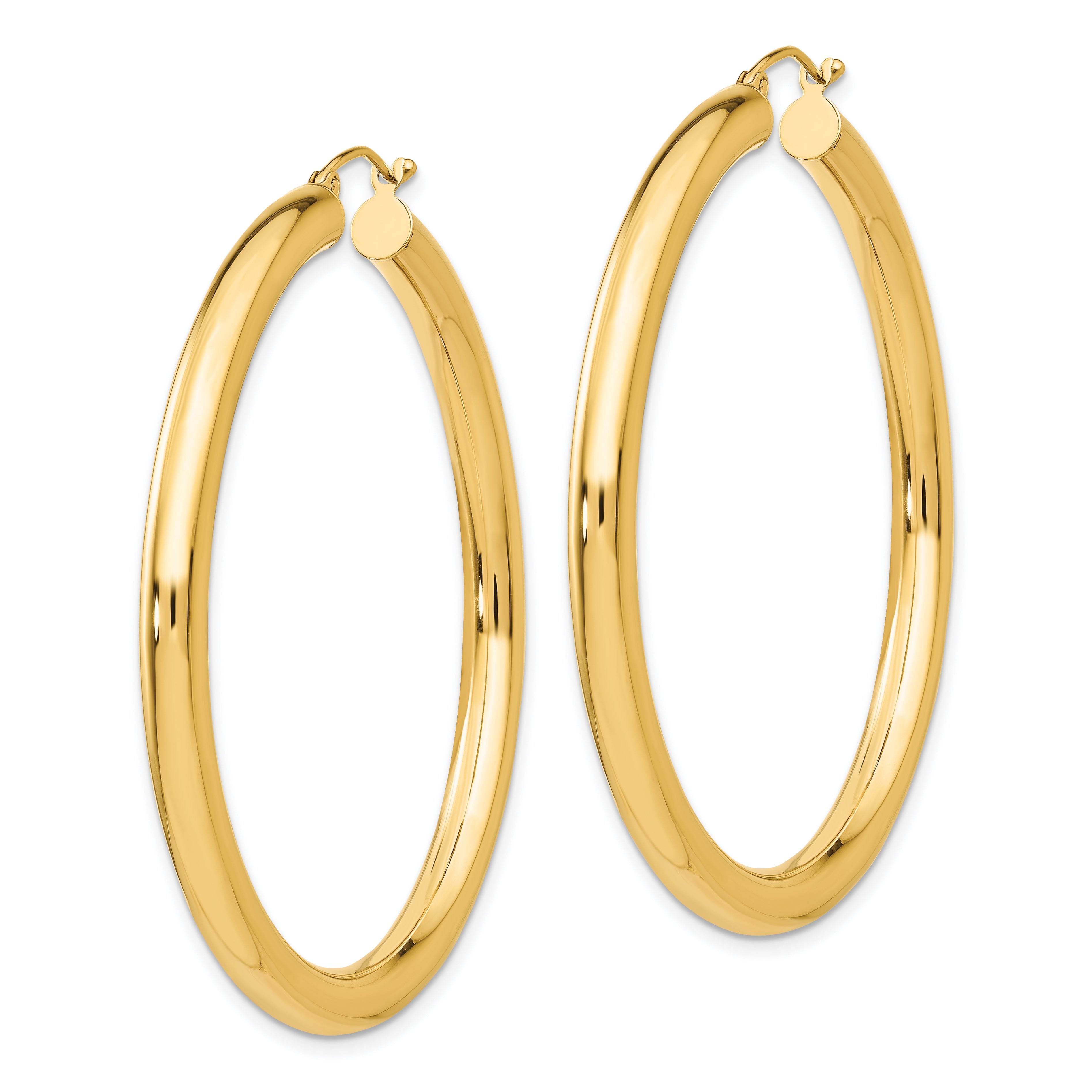 10K Gelbgold Poliert 4mm Leicht Röhre Creolen